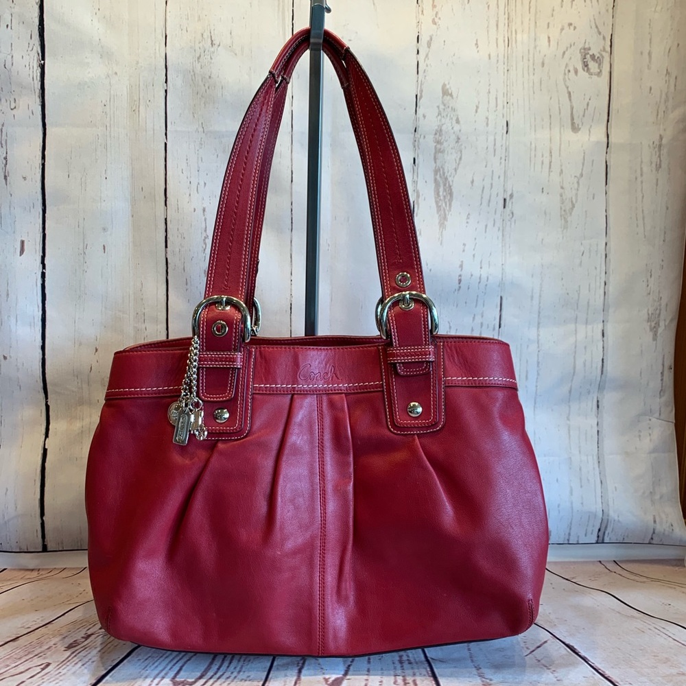 Coach cranberry red tote handbag